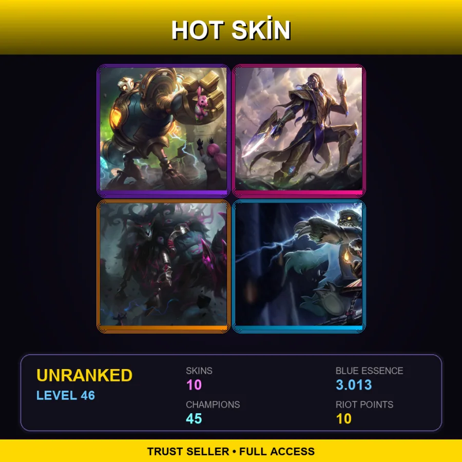 EUNE | Lv46 | Unranked | 10 Skin | 45 Champ — LoL account