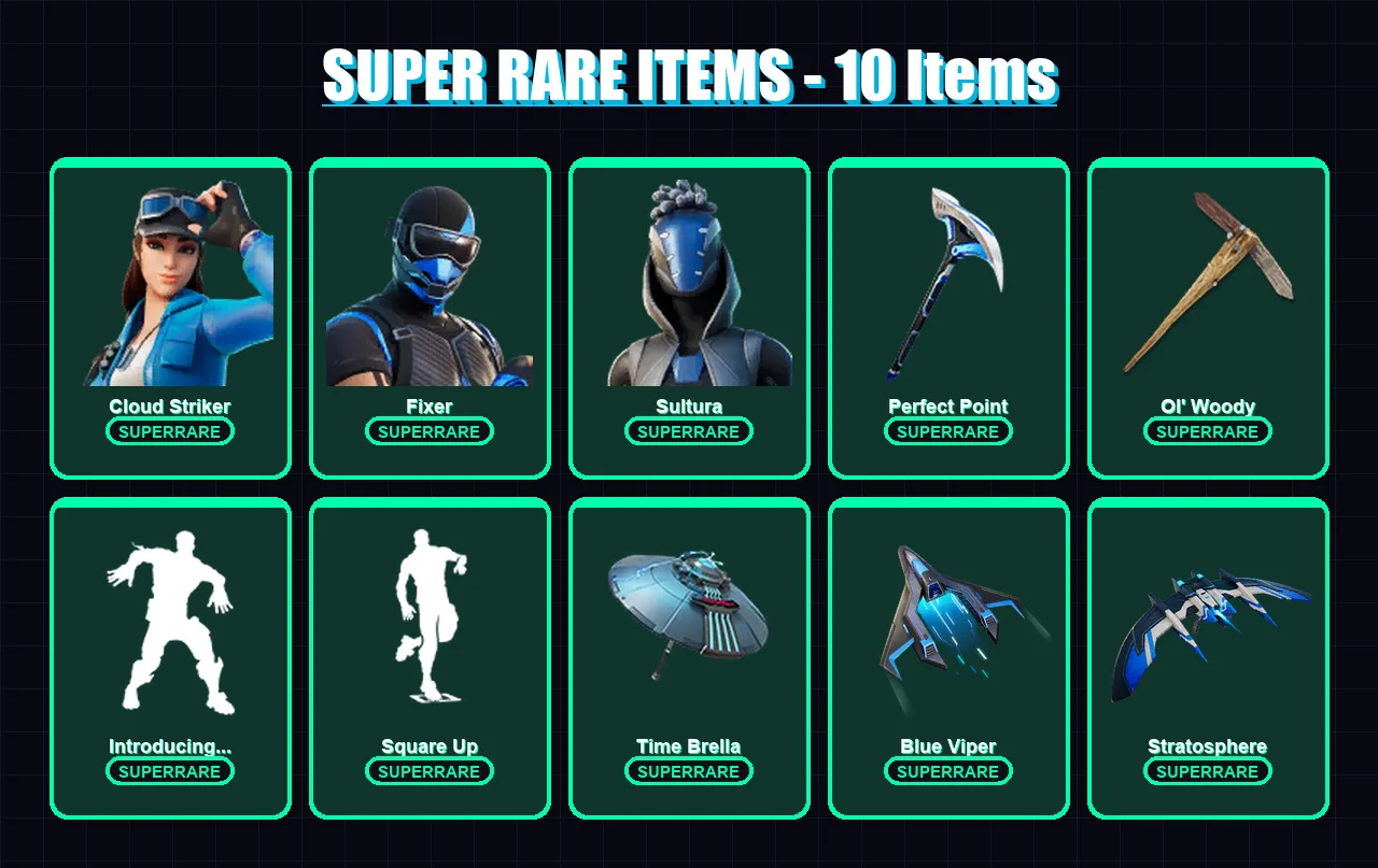 [PS4/PS5/XBOX/PC] | Cloud Striker | Fixer | Sultura | The Scientist | Lt. Evergreen | 12 skin | 33 pickaxe | 36 emote | 29 glider | Lv626