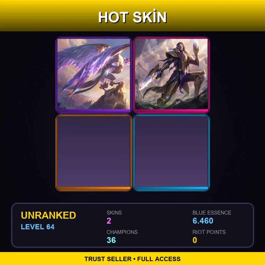 EUW | Lv64 | Unranked | 2 Skin | 36 Champ — LoL account