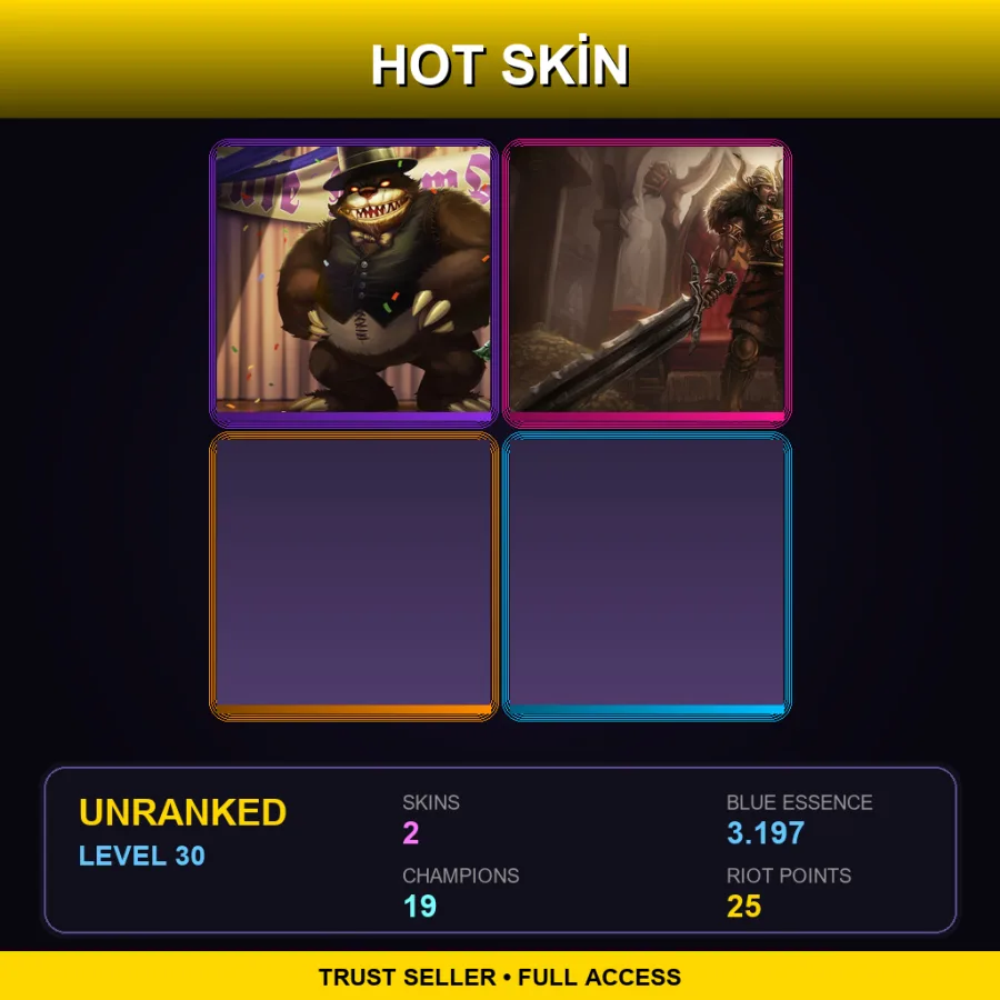LAS | Lv30 | Unranked | 2 Skin | 19 Champ — LoL account
