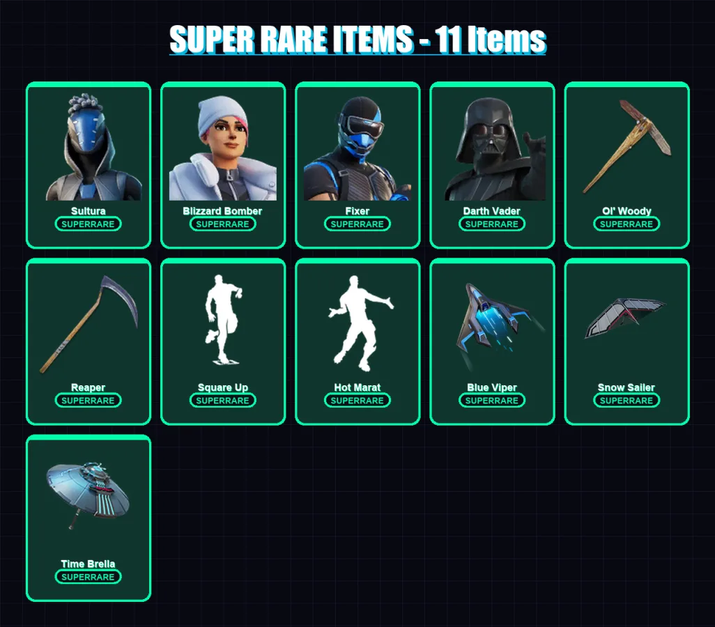 [PC/XBOX] | Sultura | Blizzard Bomber | Fixer | Darth Vader | Deadpool | 196 skin | 231 pickaxe | 184 emote | 202 glider | Lv3126