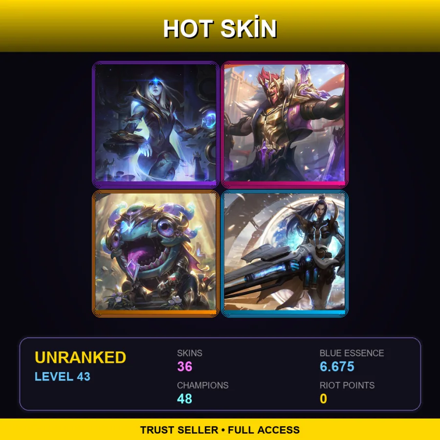 VN | Lv43 | Unranked | 36 Skin | 48 Champ — LoL account