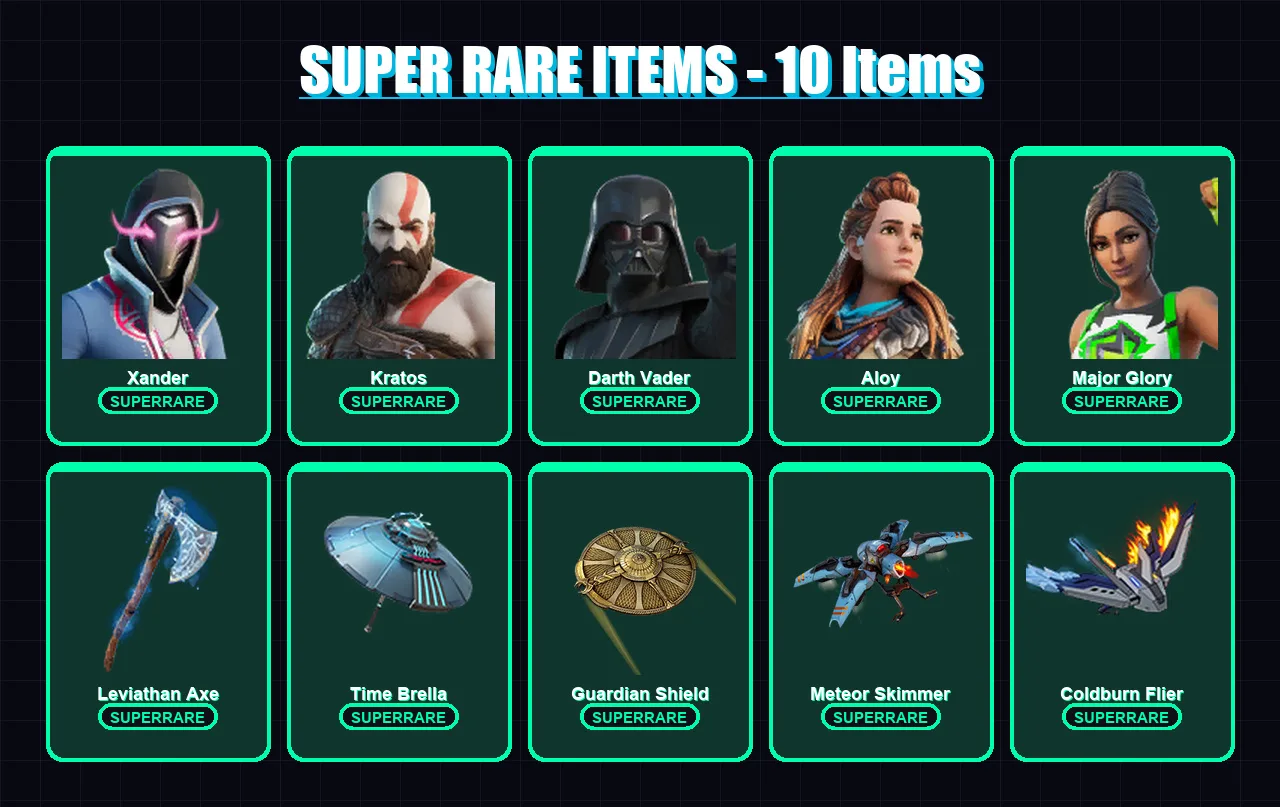 [PS4/PS5/XBOX/PC] | Xander | Kratos | Darth Vader | Aloy | Major Glory | 436 skin | 393 pickaxe | 286 emote | 246 glider | Lv2951