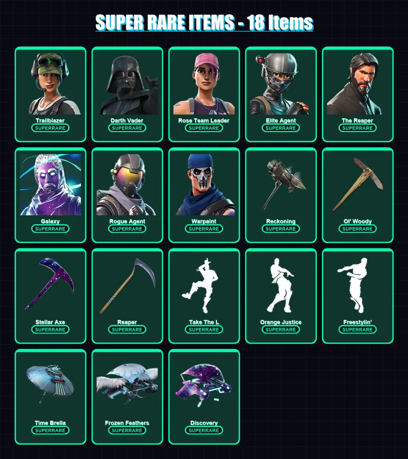 [PC/PSN] | Trailblazer | Darth Vader | Rose Team Leader | Elite Agent | The Reaper | 314 skin | 252 pickaxe | 236 emote | 157 glider | Lv1414