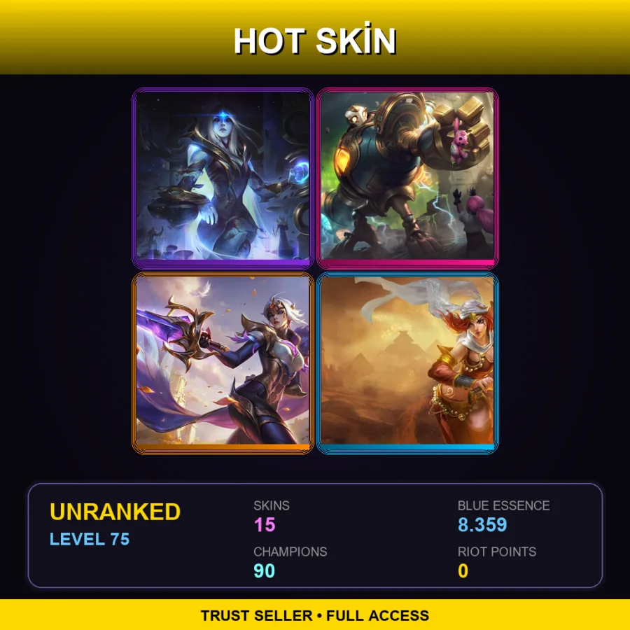 TR | Lv75 | Unranked | 15 Skin | 90 Champ