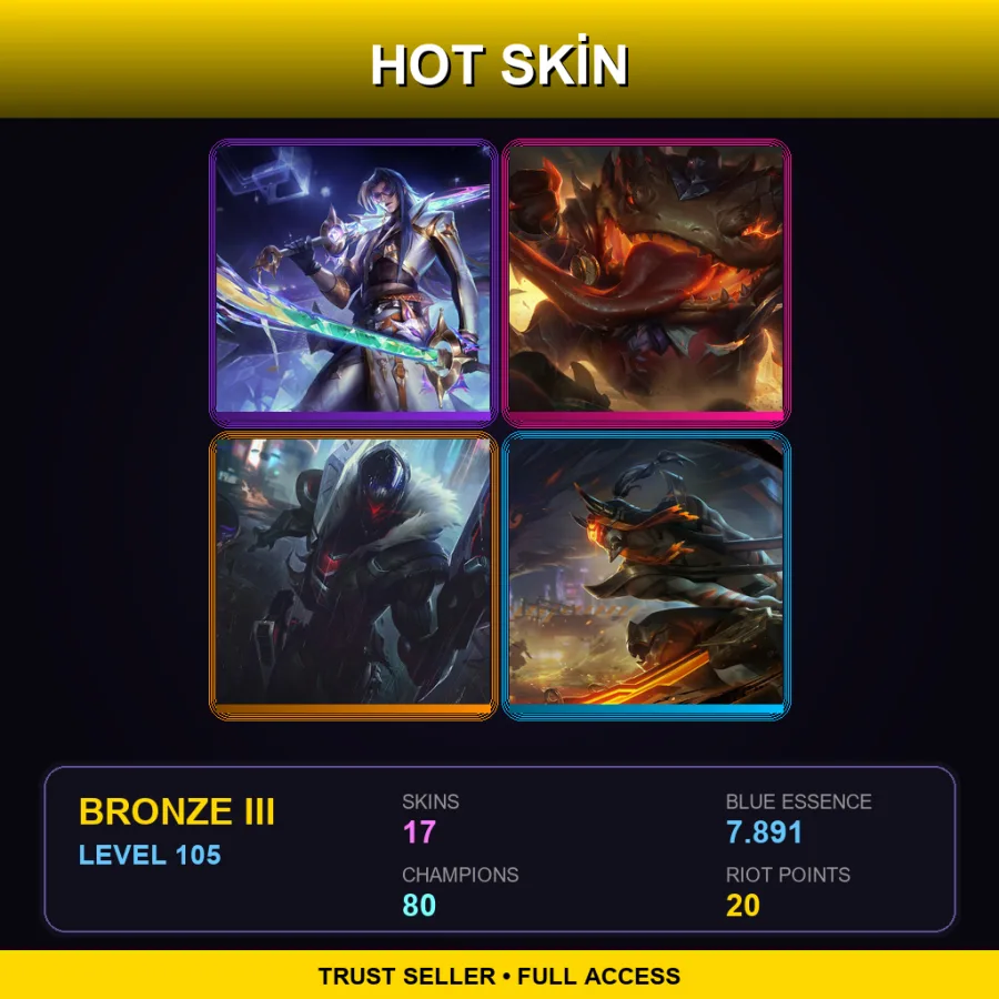 LAN | Lv105 | Bronze III | 17 Skin | 80 Champ