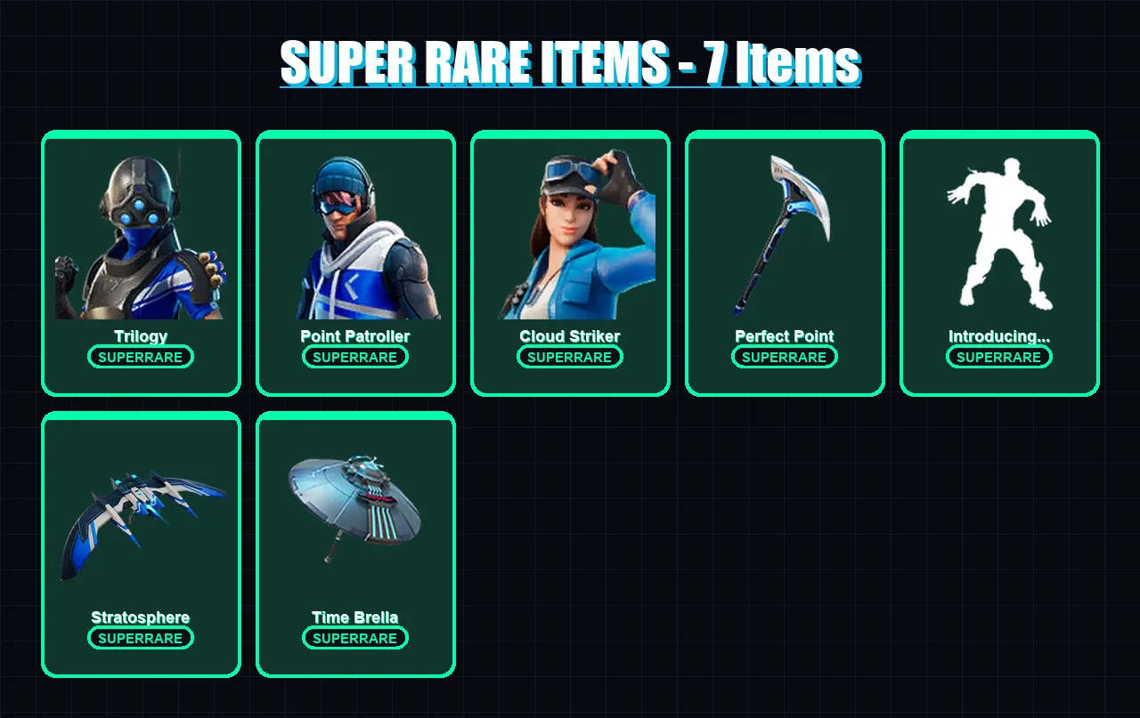 [PC/XBOX] | Trilogy | Point Patroller | Cloud Striker | Mizuki | The Foundation | 207 skin | 235 pickaxe | 196 emote | 191 glider | Lv3169
