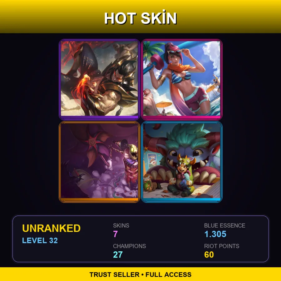 LAS | Lv32 | Unranked | 7 Skin | 27 Champ — LoL account