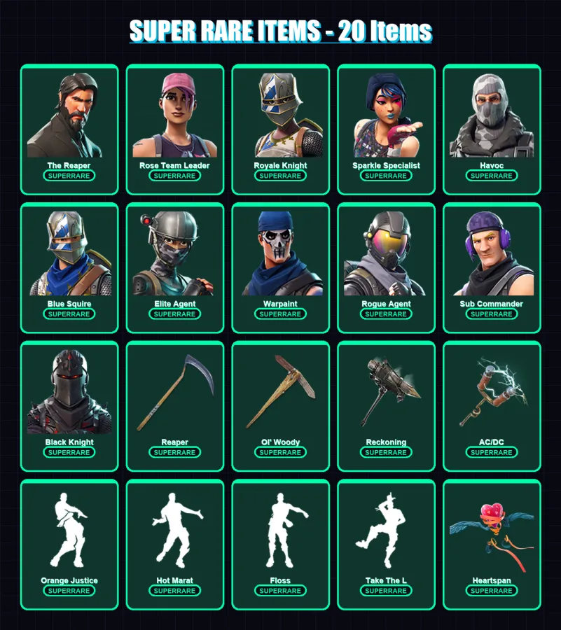 [PC/XBOX/PSN] | The Reaper | Rose Team Leader | Royale Knight | Sparkle Specialist | Havoc | 78 skin | 52 pickaxe | 54 emote | 48 glider | Lv627 — Fortnite account
