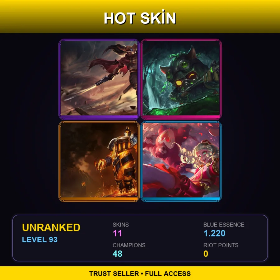 BR | Lv93 | Unranked | 11 Skin | 48 Champ — LoL account