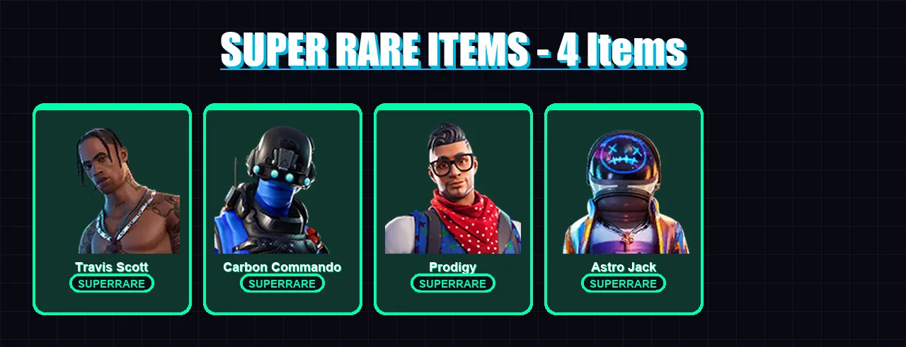 [PC/XBOX] | Travis Scott | Carbon Commando | Prodigy | Astro Jack | Deadpool | 37 skin | 32 pickaxe | 39 emote | 33 glider | Lv573