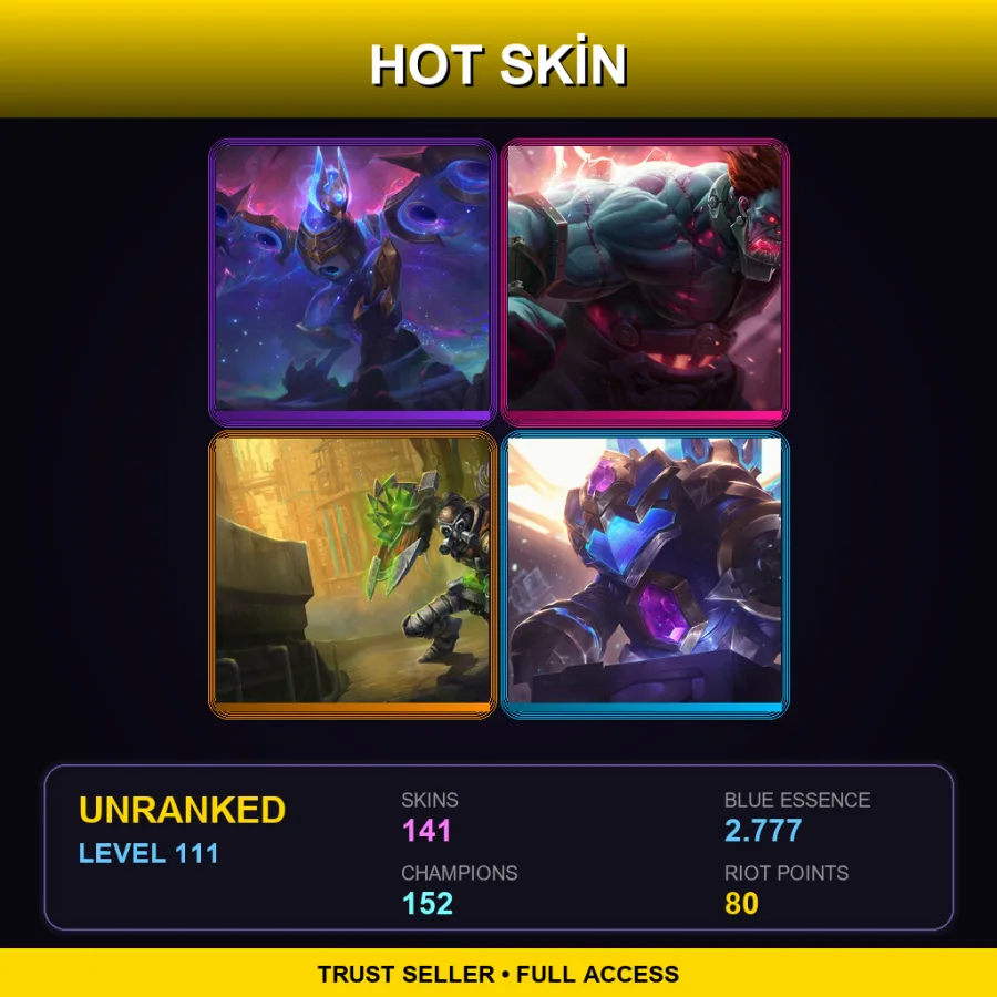 NA | Lv111 | Unranked | 141 Skin | 152 Champ — Hextech Singed