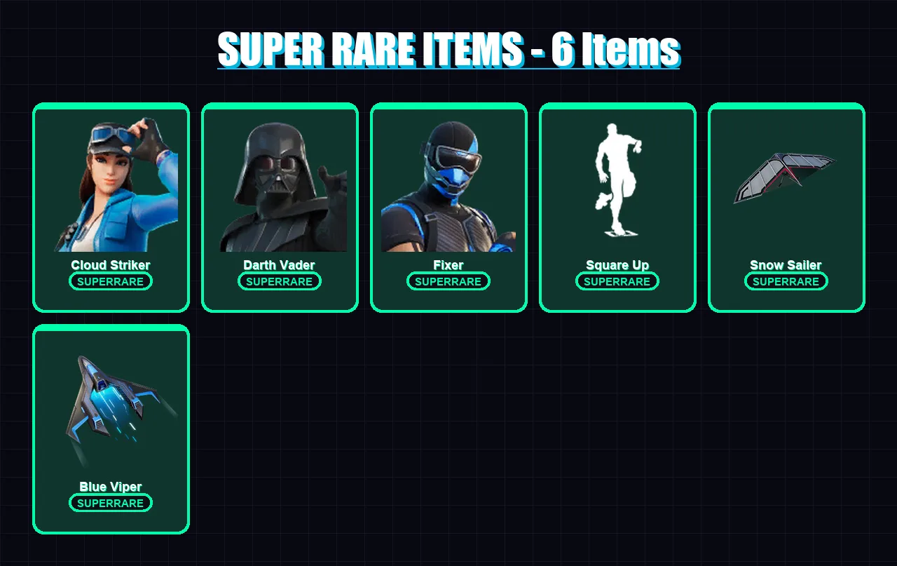 [PS4/PS5/XBOX/PC] | Cloud Striker | Darth Vader | Fixer | Malik | The Imagined | 38 skin | 52 pickaxe | 39 emote | 56 glider | Lv880