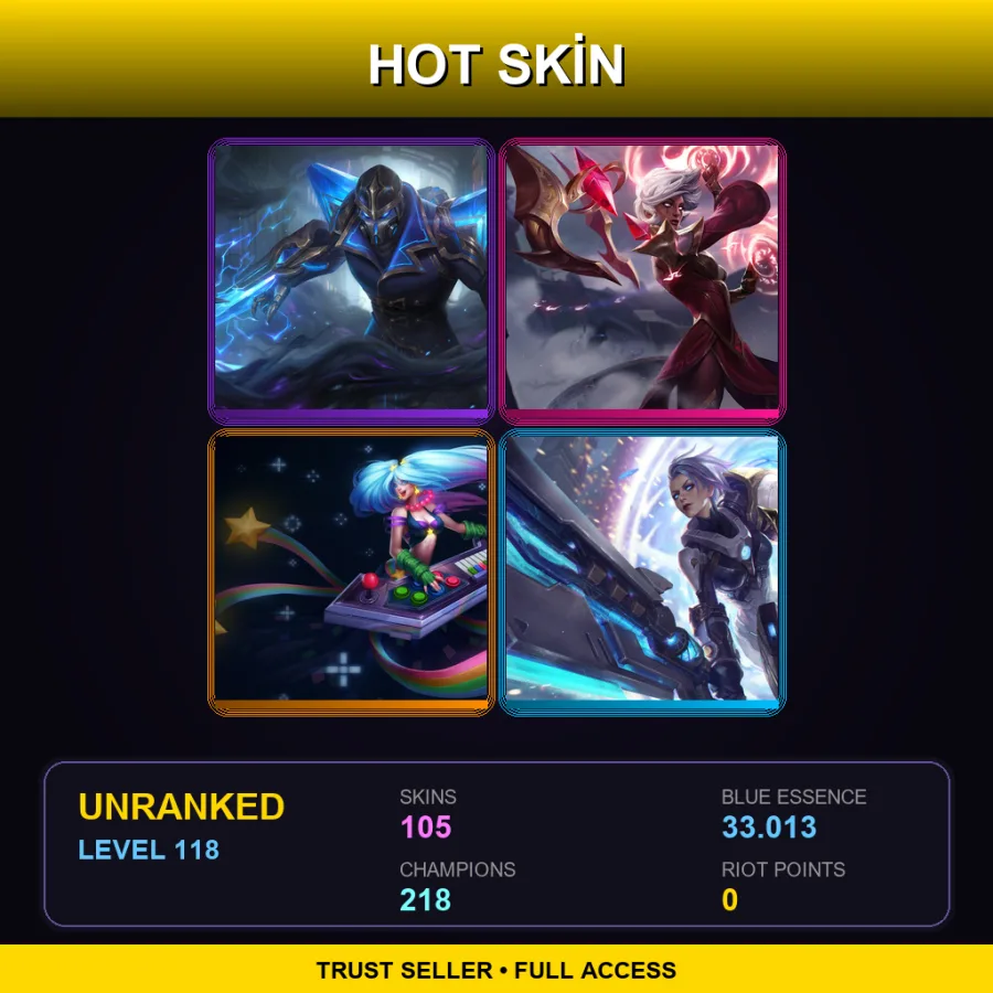 VN | Lv118 | Unranked | 105 Skin | 218 Champ