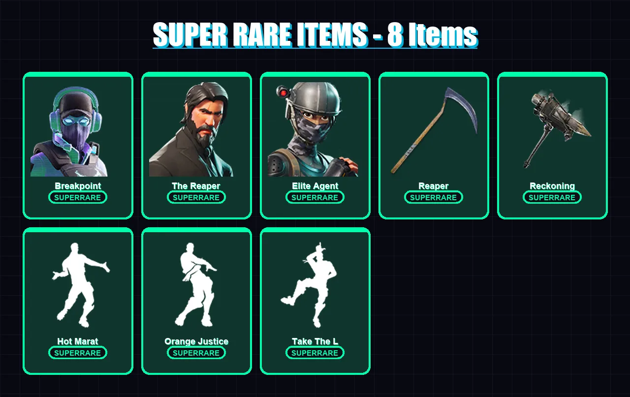 [PC] | Breakpoint | The Reaper | Elite Agent | Carbide | Fusion | 106 skin | 86 pickaxe | 120 emote | 85 glider | Lv1028