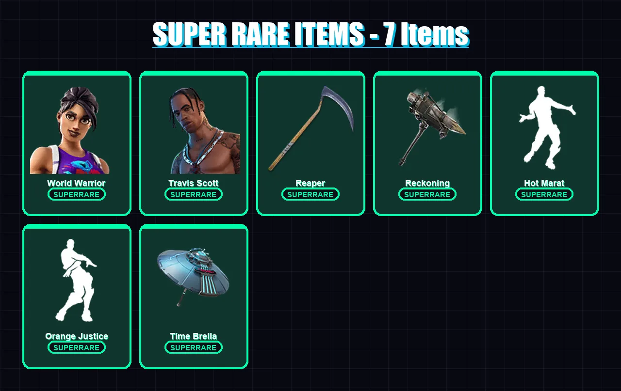 [PC/XBOX/PSN] | World Warrior | Travis Scott | The Visitor | Hades | Frozen Love Ranger | 138 skin | 167 pickaxe | 130 emote | 147 glider | Lv2288