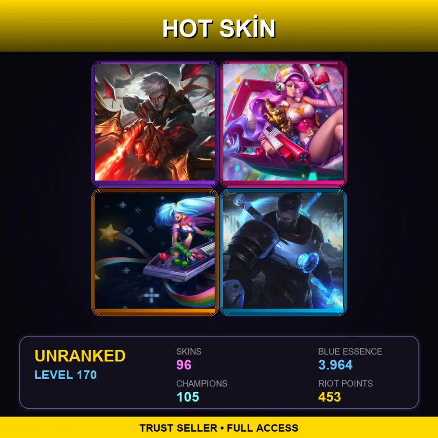 EUNE | Lv170 | Unranked | 96 Skin | 105 Champ — LoL account