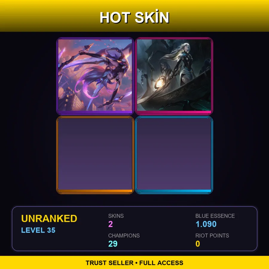 TR | Lv35 | Unranked | 2 Skin | 29 Champ — LoL account
