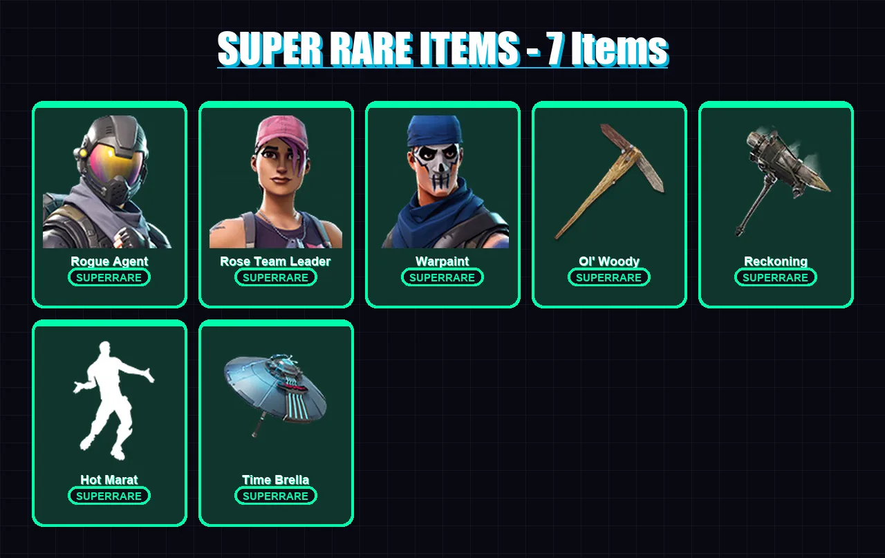 [PS4/PS5/XBOX/PC] | Rogue Agent | Rose Team Leader | Warpaint | Kymera | Rox | 275 skin | 314 pickaxe | 256 emote | 286 glider | Lv4596
