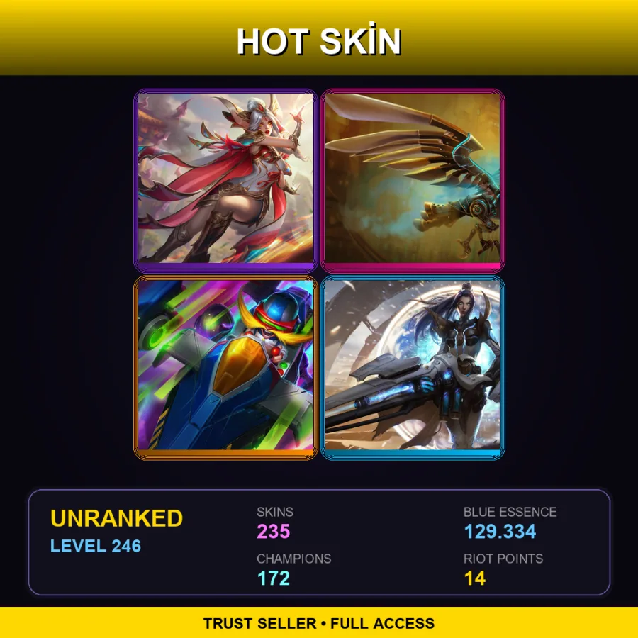 TW | Lv246 | Unranked | 235 Skin | 172 Champ — LoL account