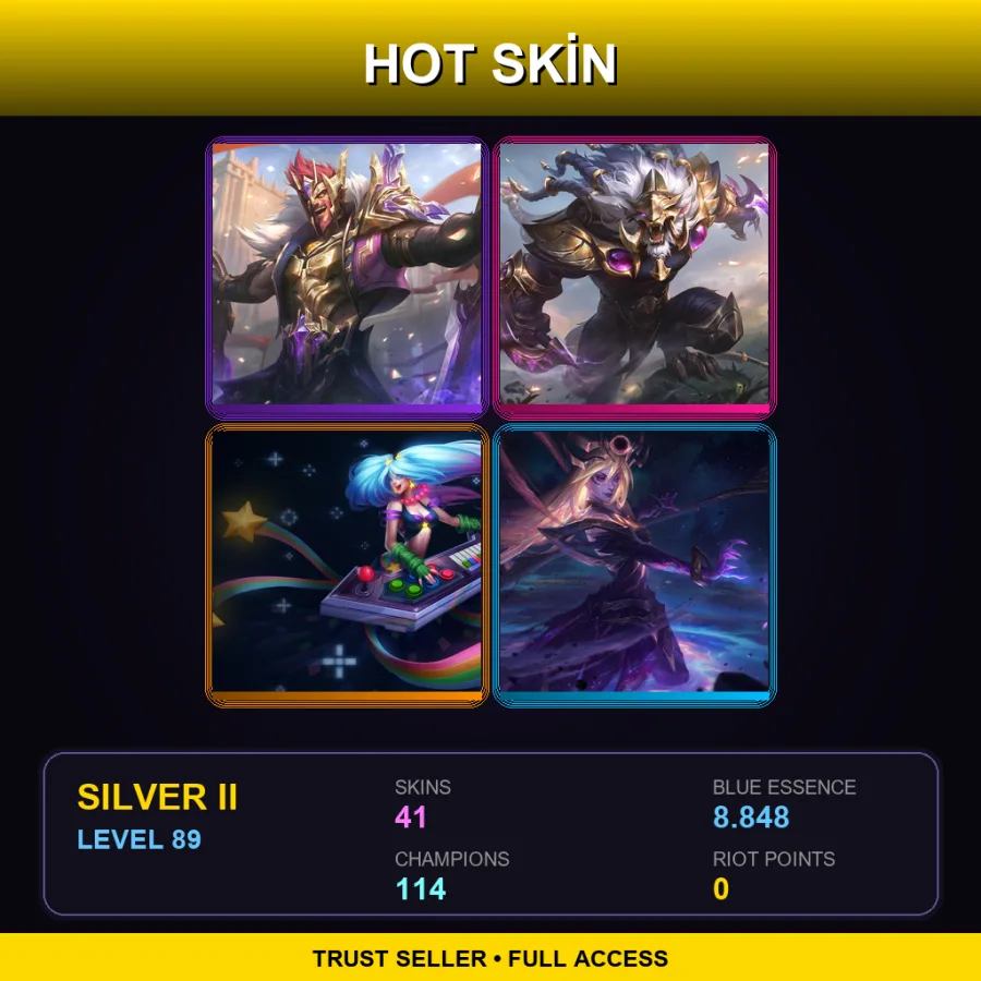 LAS | Victorious Draven | Victorious Rengar | Arcade Sona | Dark Cosmic Lux | 41 Skin | 114 Champ | Silver II | Lv89