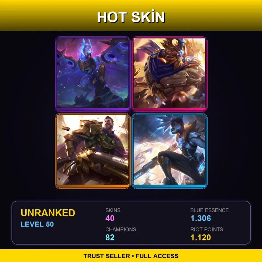 LAS | Lv50 | Unranked | 40 Skin | 82 Champ