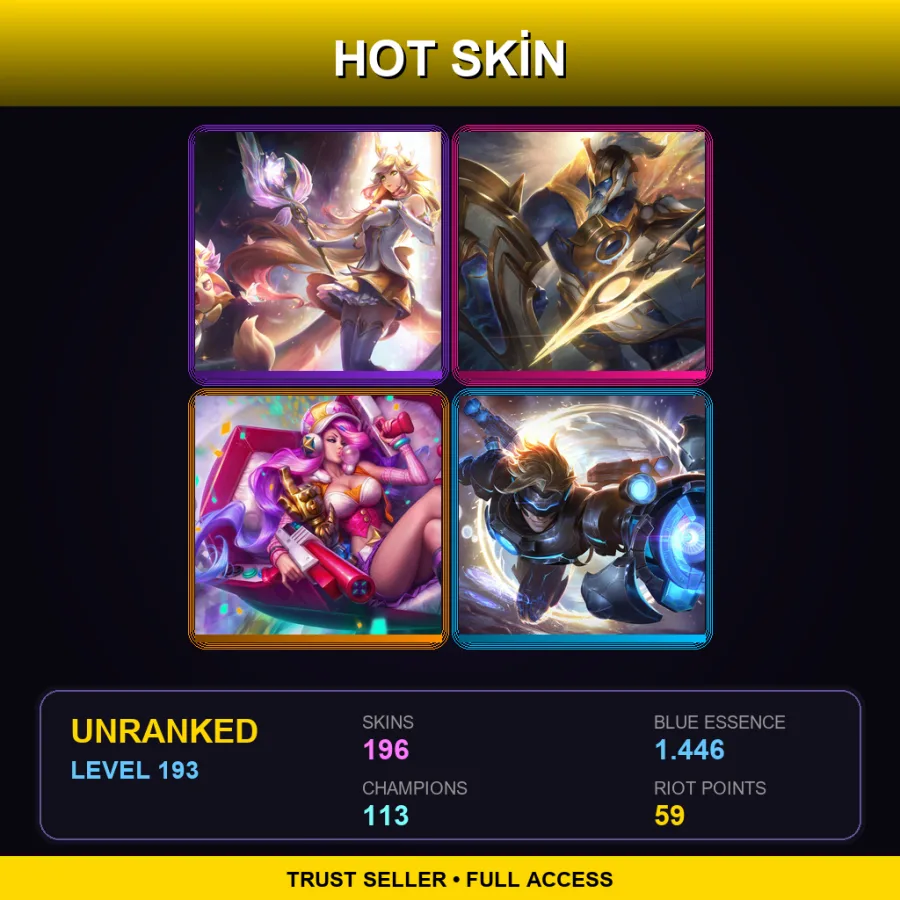 EUW | Lv193 | Unranked | 196 Skin | 113 Champ