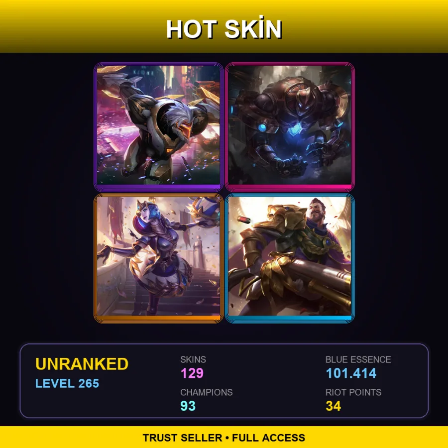 LAN | Lv265 | Unranked | 129 Skin | 93 Champ