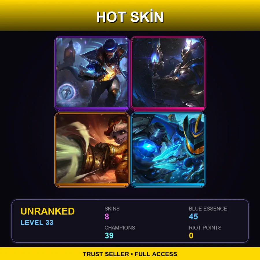 EUNE | Lv33 | Unranked | 8 Skin | 39 Champ — LoL account