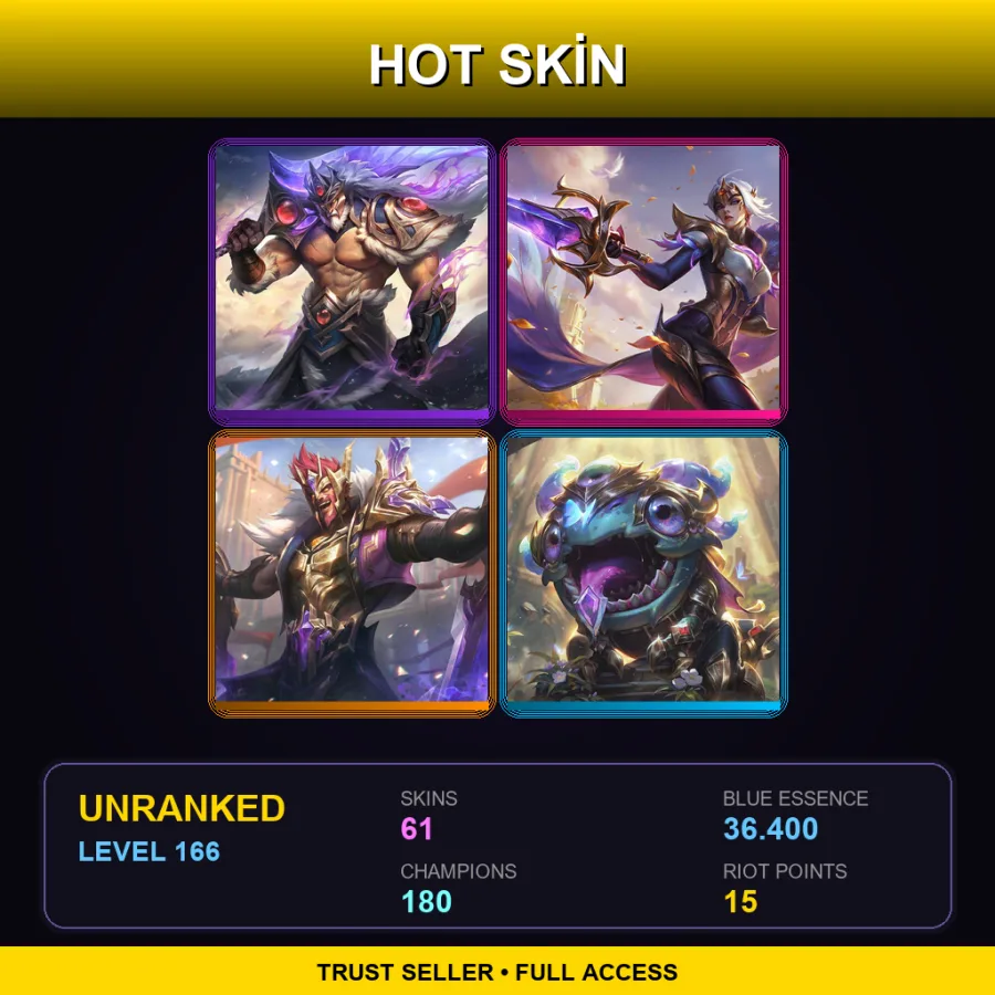 TR | Lv166 | Unranked | 61 Skin | 180 Champ — Dreadknight Nasus