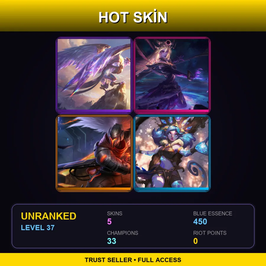 LAS | Lv37 | Unranked | 5 Skin | 33 Champ — LoL account