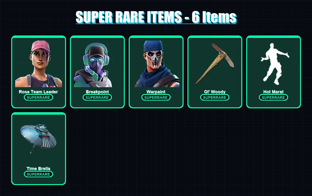 [PC] | Rose Team Leader | Breakpoint | Warpaint | Vegeta | Frozen Red Knight | 217 skin | 195 pickaxe | 157 emote | 124 glider | Lv1282 — Fortnite account