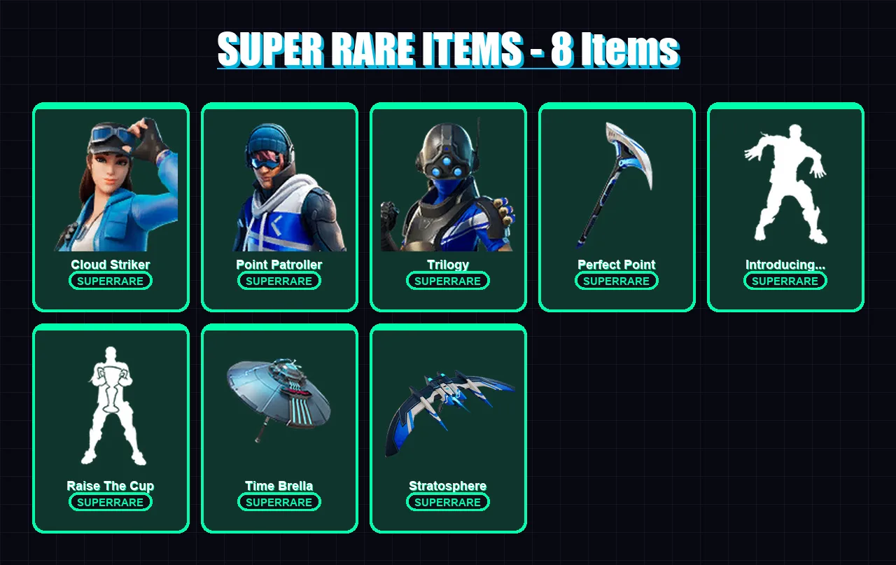 [PS4/PS5/PC] | Cloud Striker | Point Patroller | Trilogy | Shogun | Menace | 74 skin | 85 pickaxe | 66 emote | 68 glider | Lv982