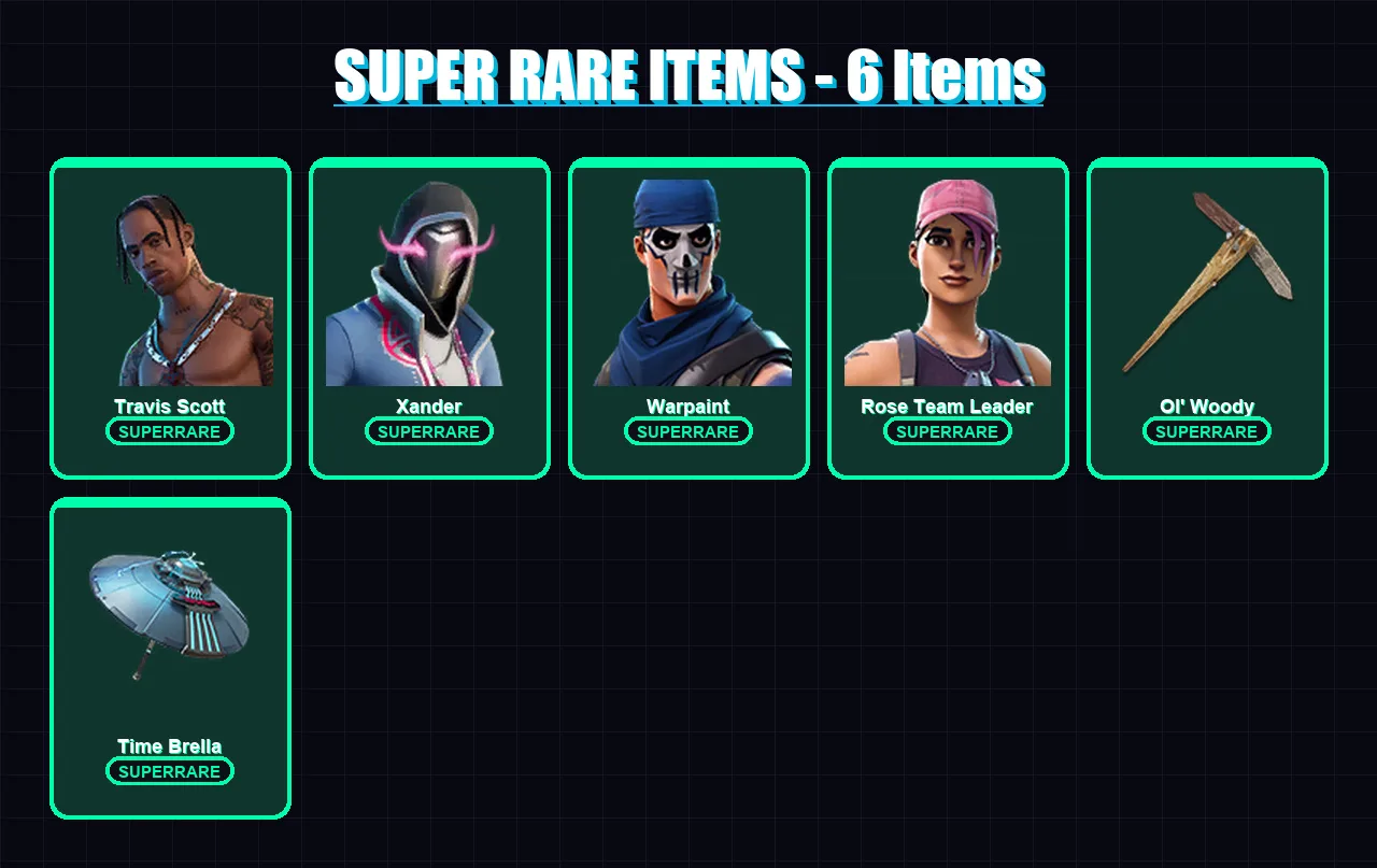 [PC/PSN] | Travis Scott | Xander | Warpaint | Rose Team Leader | Sentinel | 85 skin | 113 pickaxe | 113 emote | 104 glider | Lv1443