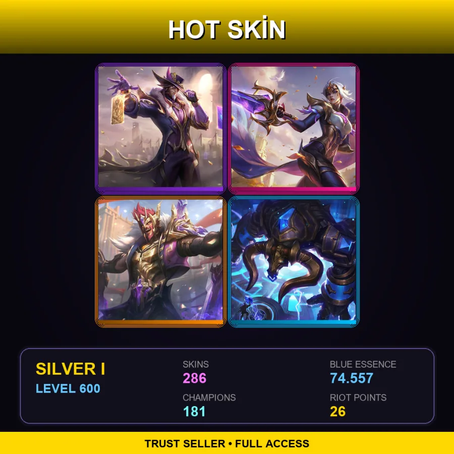 BR | Lv600 | Silver I | 286 Skin | 181 Champ — LoL account