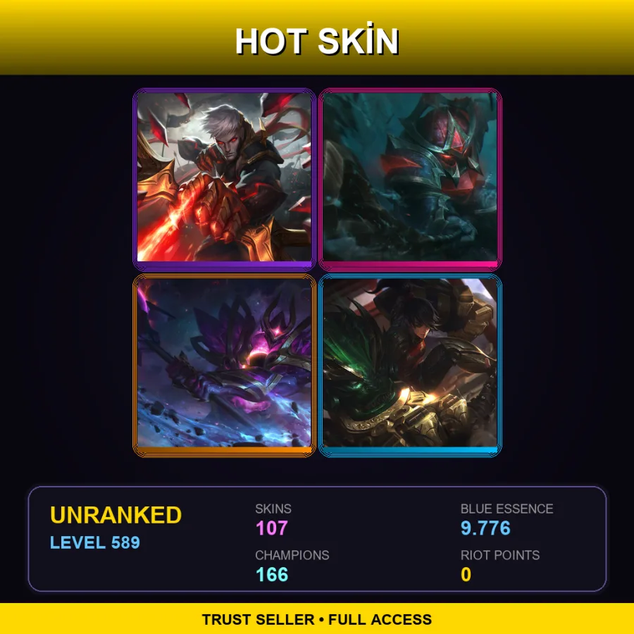 SG | Lv589 | Unranked | 107 Skin | 166 Champ