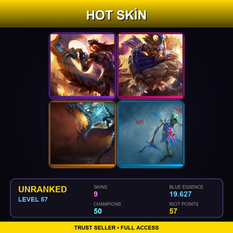 EUNE | Lv57 | Unranked | 9 Skin | 50 Champ