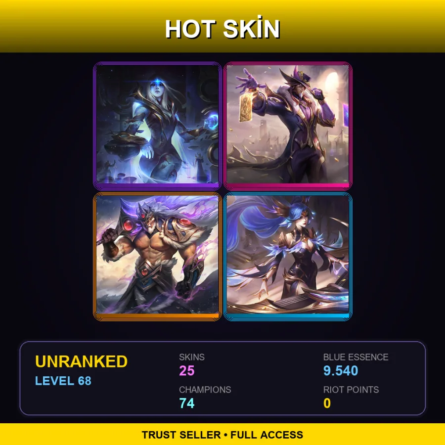 BR | Lv68 | Unranked | 25 Skin | 74 Champ — LoL account