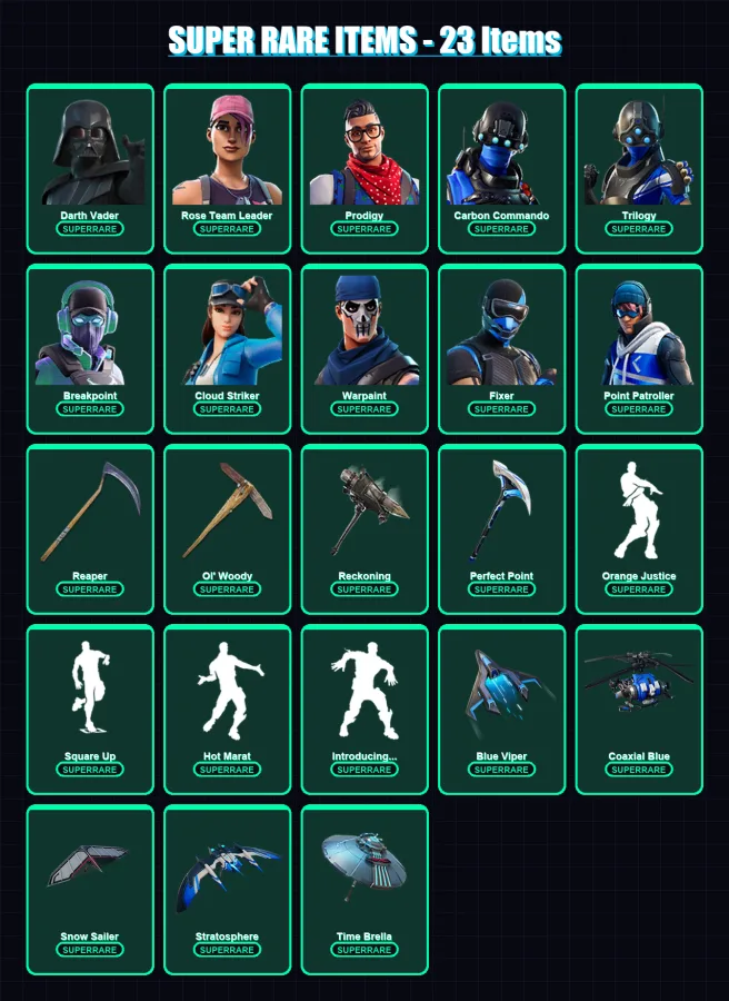 [PC/XBOX/PSN] | Darth Vader | Rose Team Leader | Prodigy | Carbon Commando | Trilogy | 242 skin | 229 pickaxe | 221 emote | 202 glider | Lv2420
