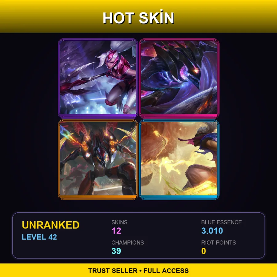EUW | Lv42 | Unranked | 12 Skin | 39 Champ — LoL account