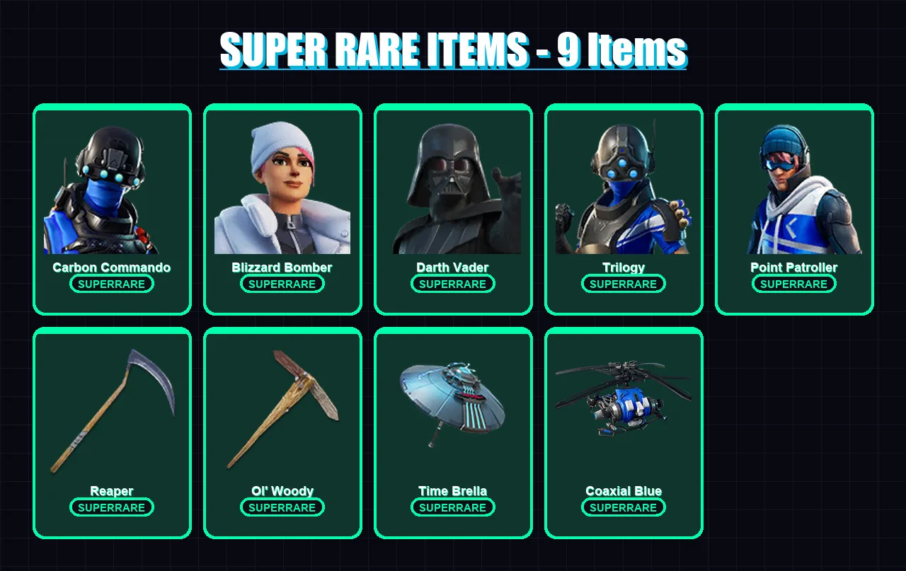 [PC/XBOX/PSN] | Carbon Commando | Blizzard Bomber | Darth Vader | Trilogy | Point Patroller | 132 skin | 138 pickaxe | 98 emote | 114 glider | Lv143