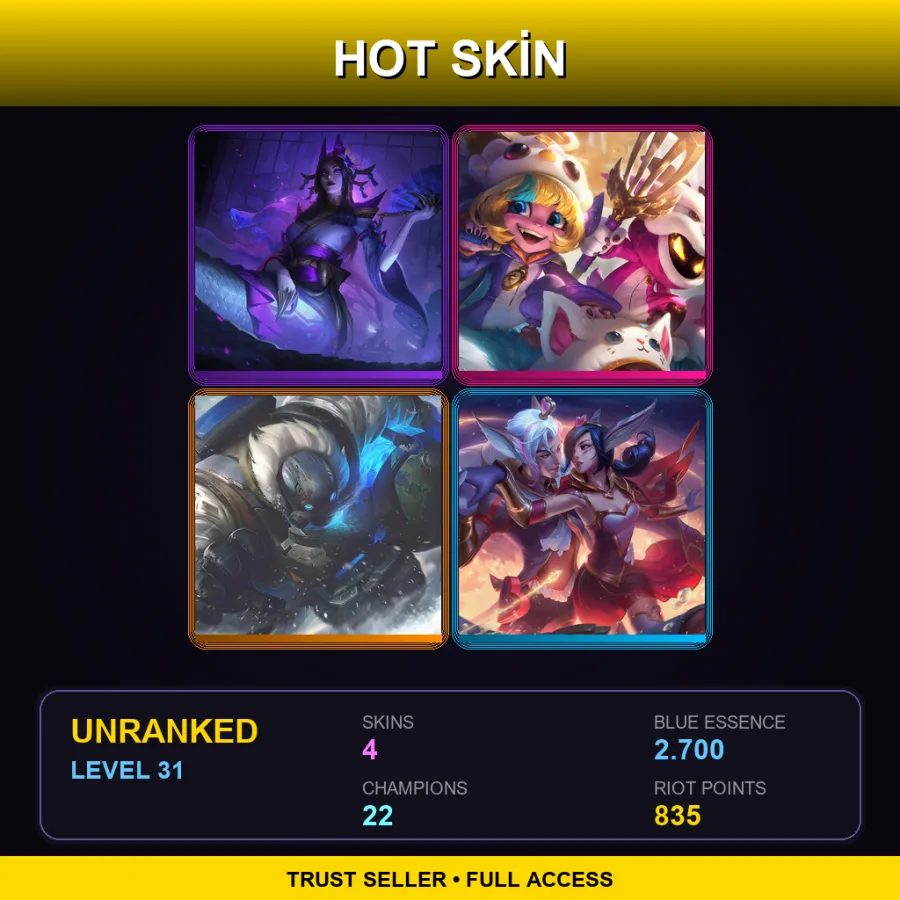 NA | Lv31 | Unranked | 4 Skin | 22 Champ