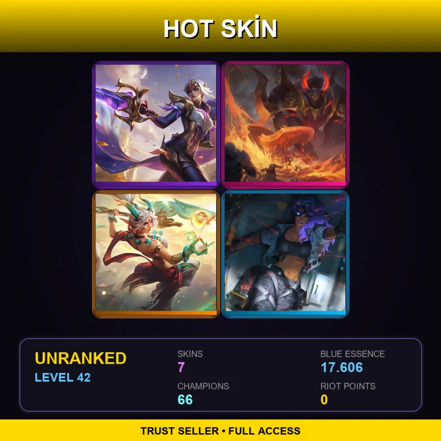 EUNE | Lv42 | Unranked | 7 Skin | 66 Champ — LoL account