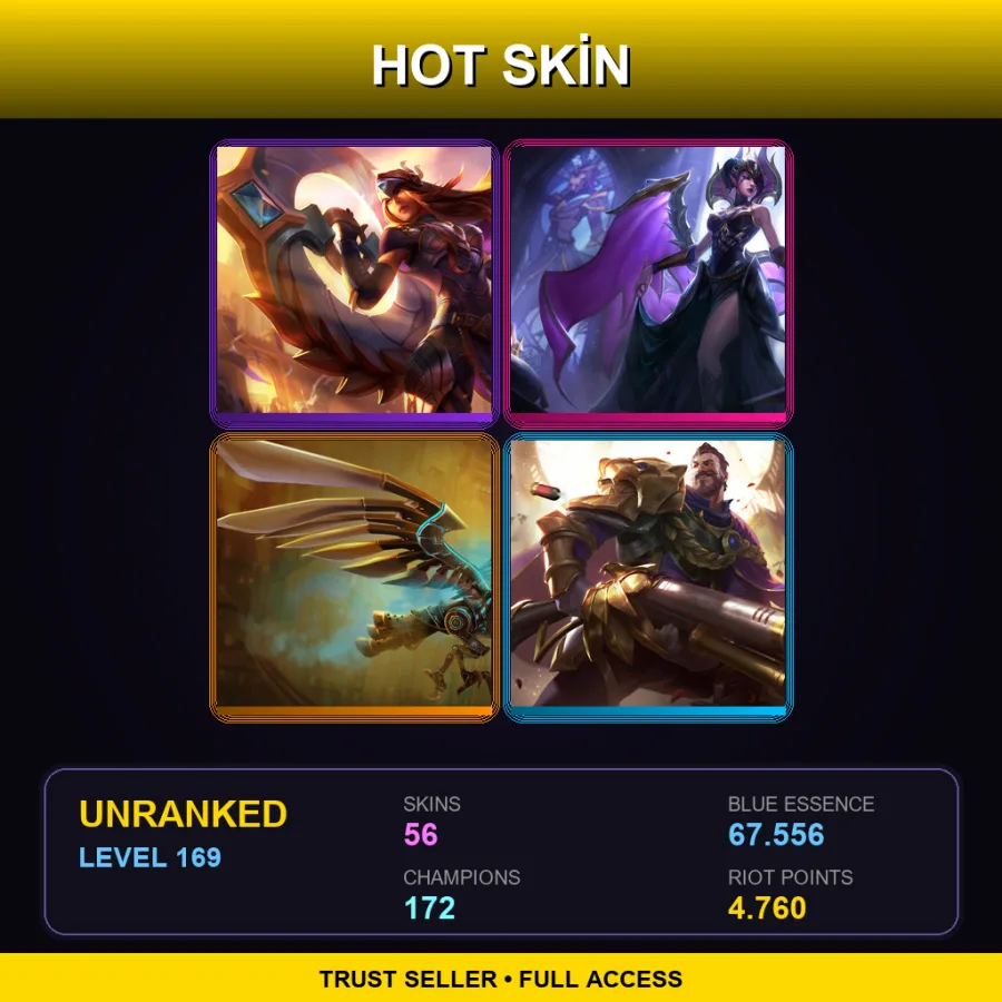 LAN | Victorious Sivir | Victorious Morgana | Hextech Anivia | Victorious Graves | 56 Skin | 172 Champ | Lv169