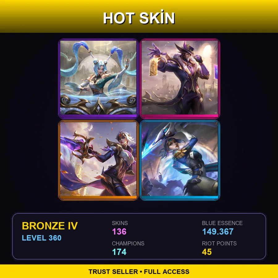 LAN | Lv360 | Bronze IV | 136 Skin | 174 Champ — LoL account