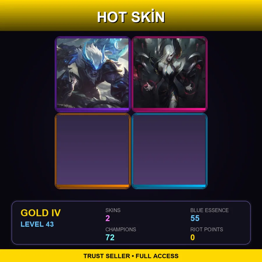 BR | Lv43 | Gold IV | 2 Skin | 72 Champ