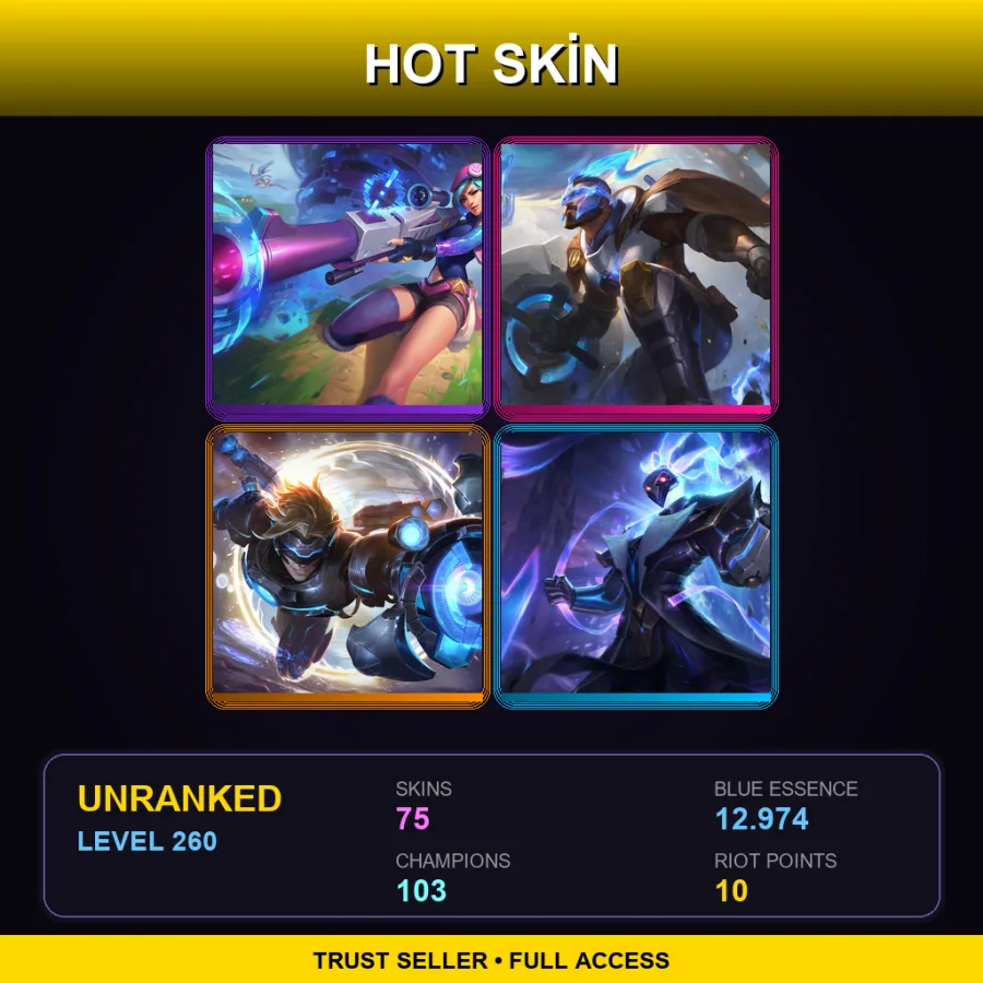 LAN | Lv260 | Unranked | 75 Skin | 103 Champ — Eternum Cassiopeia