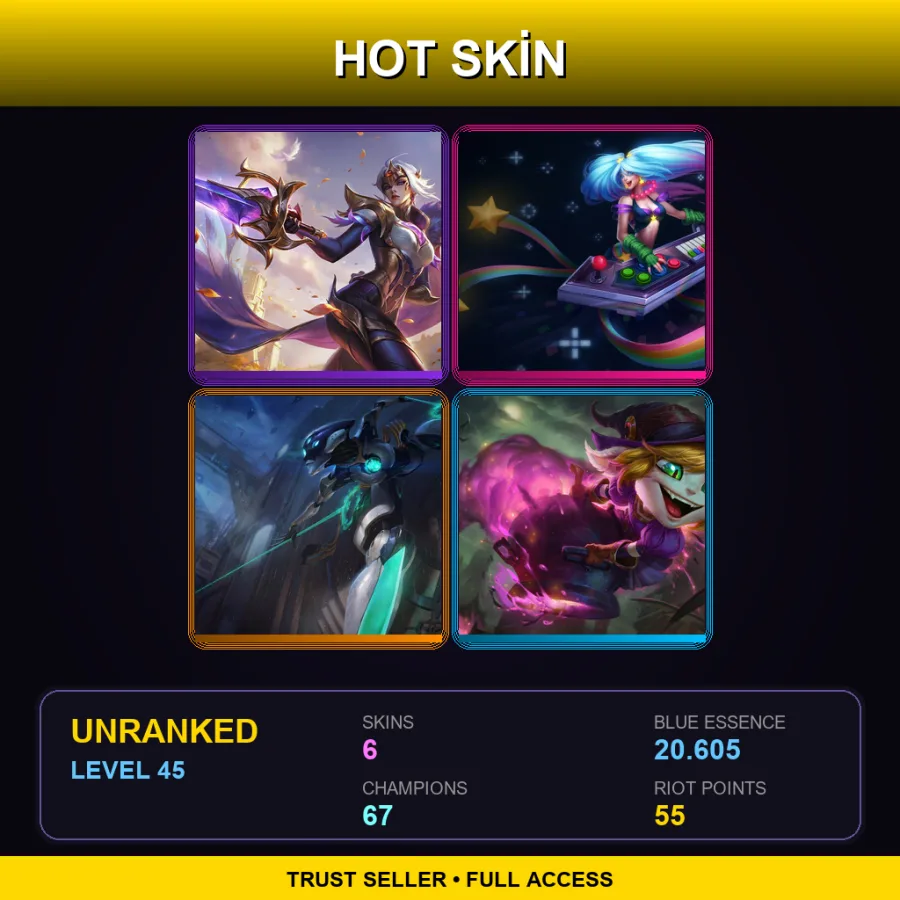 NA | Victorious Fiora | Arcade Sona | Program Camille | Bewitching Tristana | 6 Skin | 67 Champ | Lv45