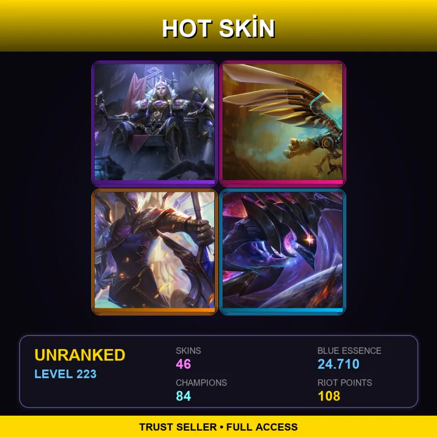 LAN | Lv223 | Unranked | 46 Skin | 84 Champ — LoL account