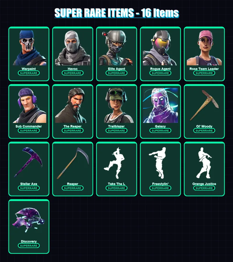 [PC/XBOX/PSN] | Warpaint | Havoc | Elite Agent | Rogue Agent | Rose Team Leader | 103 skin | 72 pickaxe | 48 emote | 48 glider | Lv637 — Fortnite account